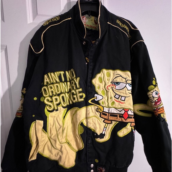 JH Design Other - Vintage Nickelodeon Sponge Bob NASCAR racing men’s jacket 2XL JH Design black